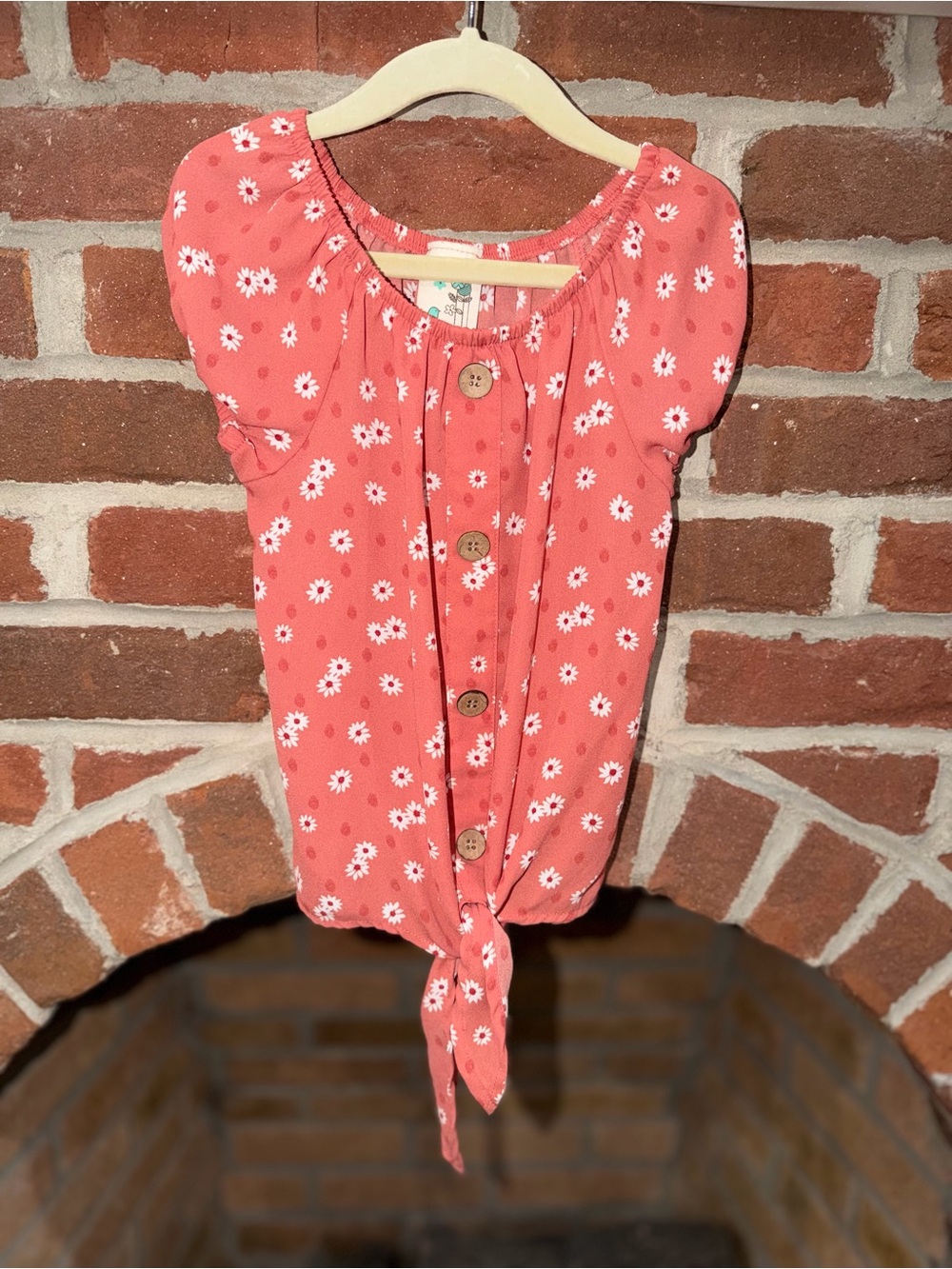 Lily Bleu Coral Floral Tie-Front Blouse